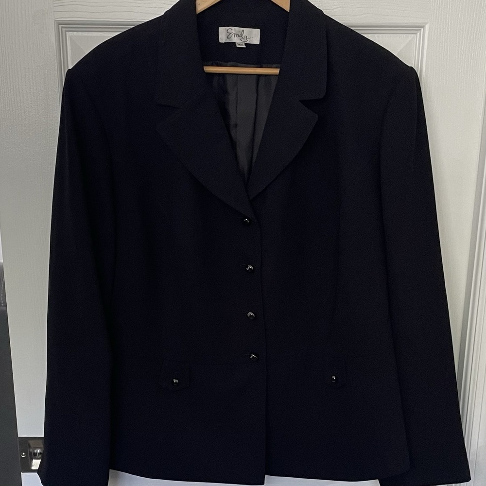 Emily Blazer Womens Black Classic Button Up Blazer -‎ Size 24W